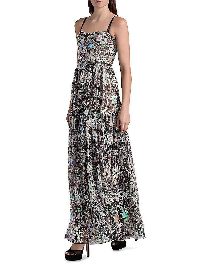 Midnight Embroidered A-Line Gown