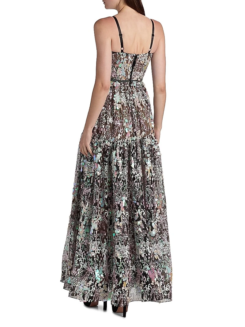 Midnight Embroidered A-Line Gown