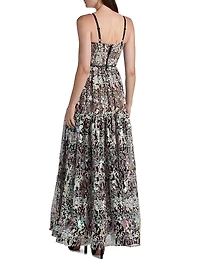 Midnight Embroidered A-Line Gown