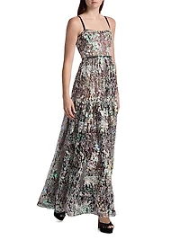 Midnight Embroidered A-Line Gown