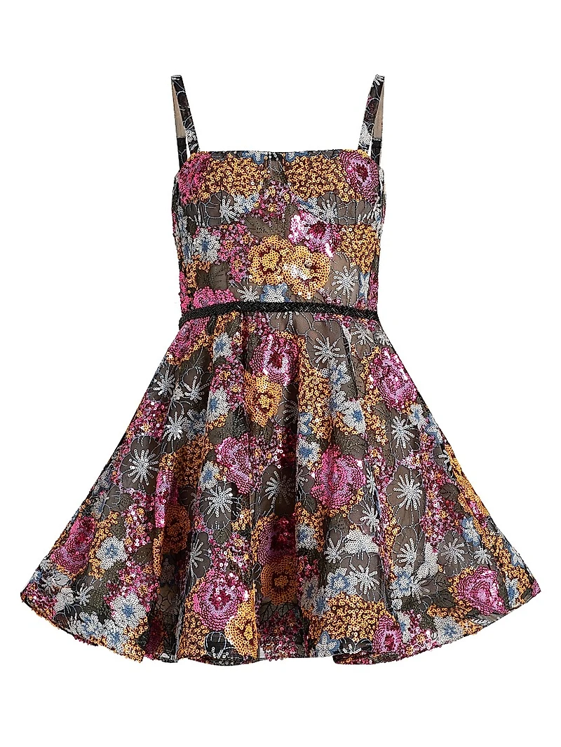 Mademoiselle Floral Embellished Fit & Flare Minidress
