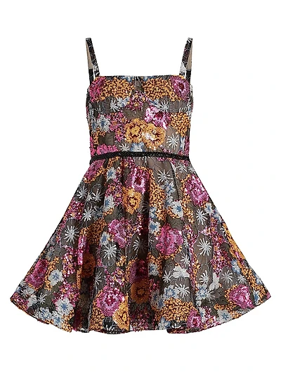 Mademoiselle Floral Embellished Fit & Flare Minidress