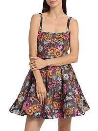 Mademoiselle Floral Embellished Fit & Flare Minidress