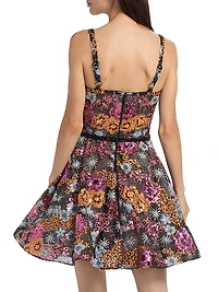 Mademoiselle Floral Embellished Fit & Flare Minidress