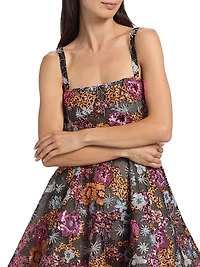 Mademoiselle Floral Embellished Fit & Flare Minidress