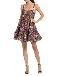 Mademoiselle Floral Embellished Fit & Flare Minidress