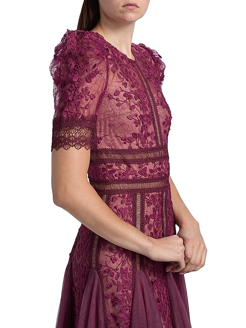Megan Lace & Tulle Midi-Dress
