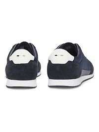 Mixed-Material Lace-Up Trainer Sneakers