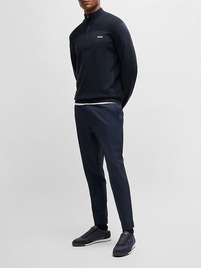 Mixed-Material Lace-Up Trainer Sneakers