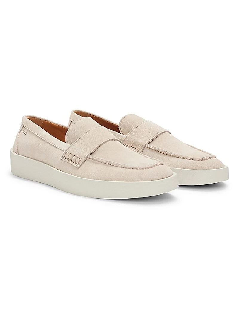 Suede Penny Loafers with Rubber Sole