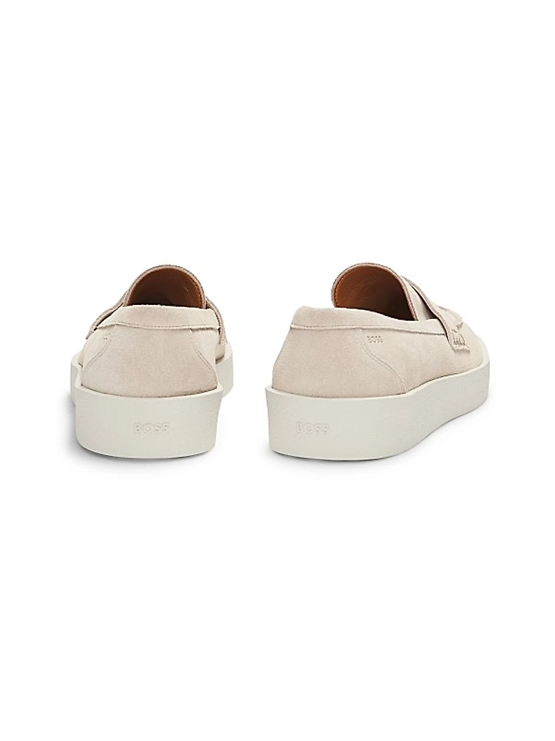 Suede Penny Loafers with Rubber Sole