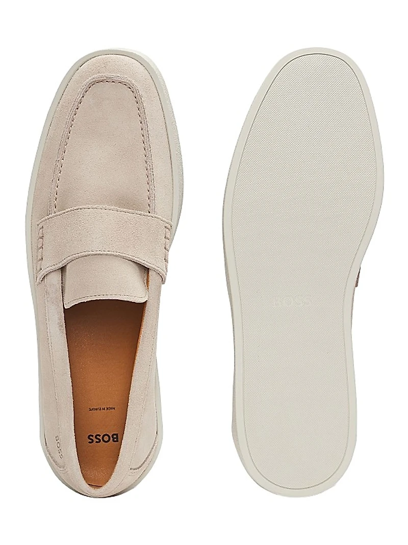 Suede Penny Loafers with Rubber Sole