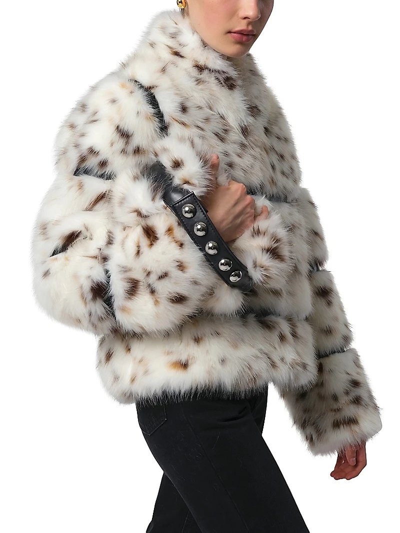 Sai Faux-Snow Leopard Fur Coat