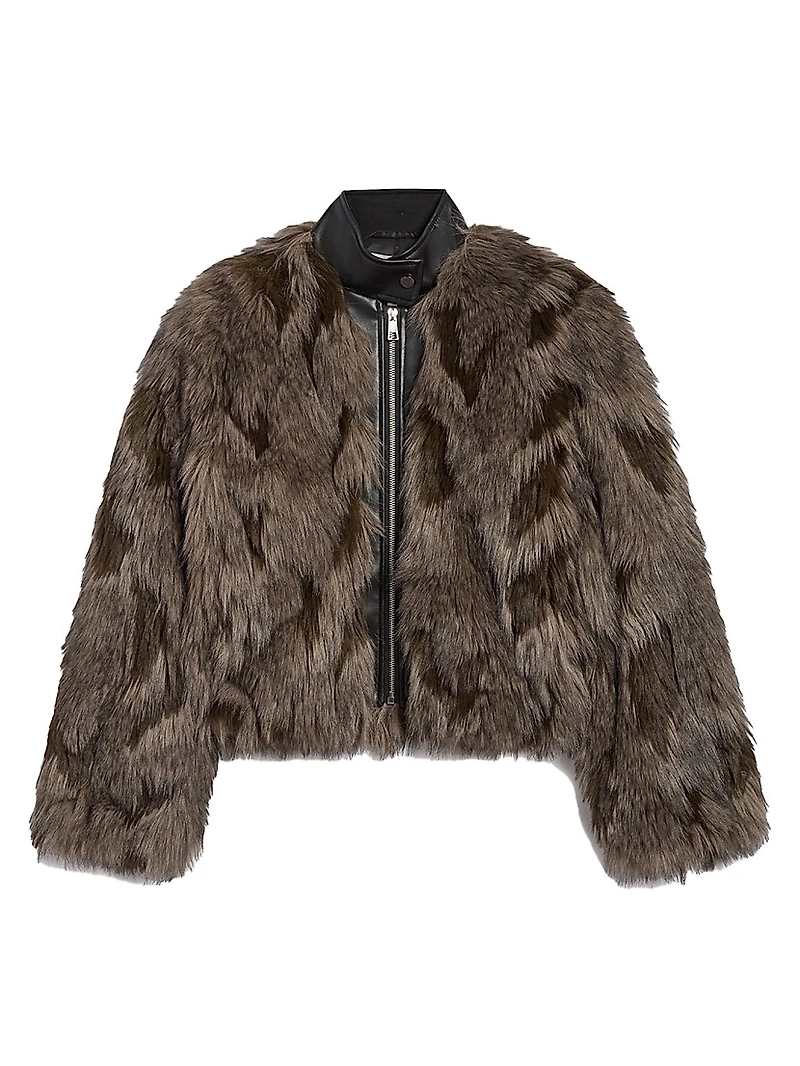 Lillet Patchwork Faux Fur Bomber Jacket
