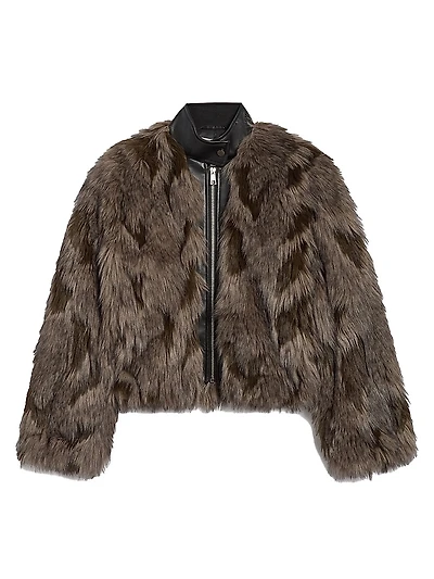 Lillet Patchwork Faux Fur Bomber Jacket