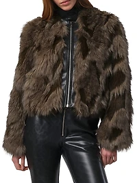 Lillet Patchwork Faux Fur Bomber Jacket