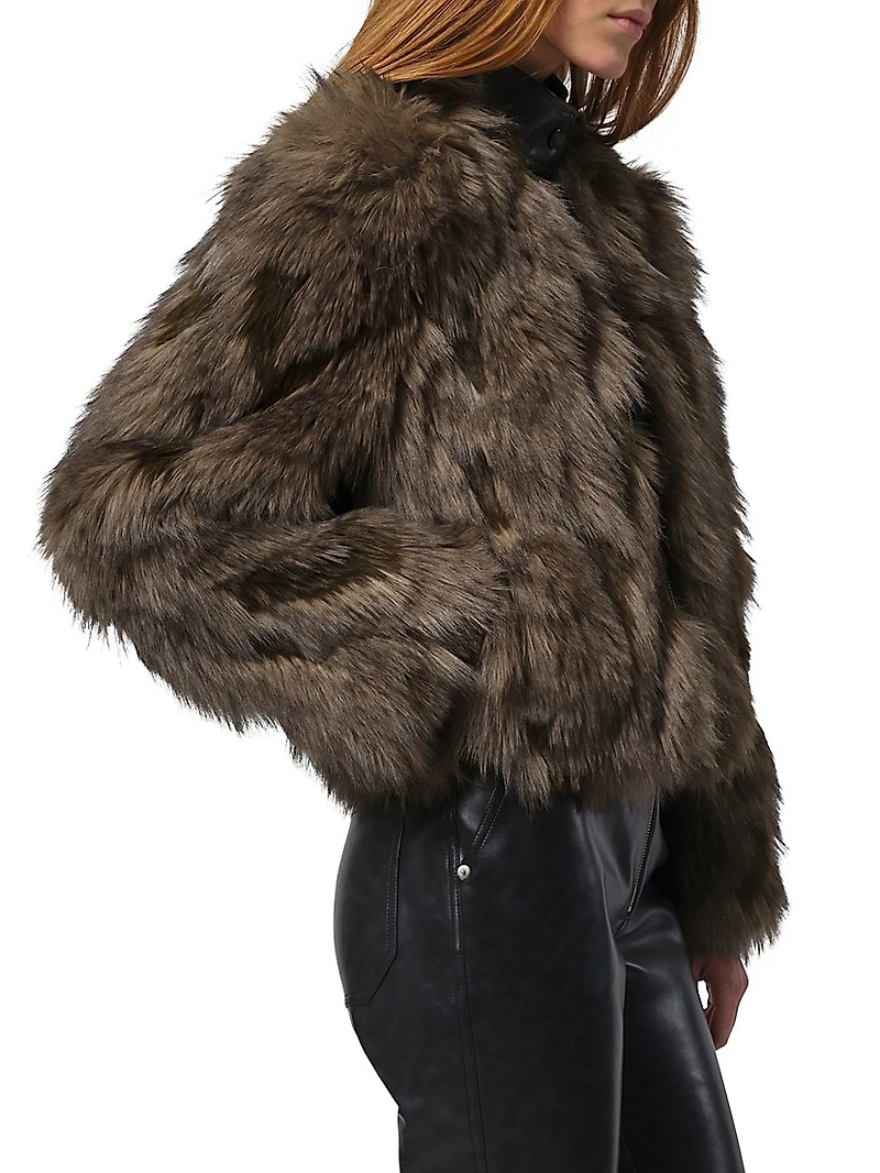 Lillet Patchwork Faux Fur Bomber Jacket