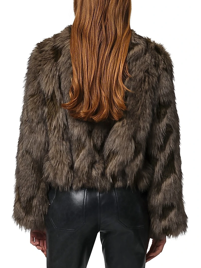 Lillet Patchwork Faux Fur Bomber Jacket