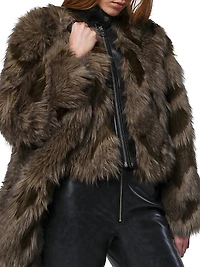 Lillet Patchwork Faux Fur Bomber Jacket
