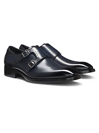 Double-Strap Monk Shoes Burnished Leather