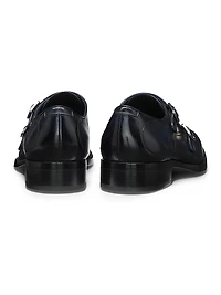 Double-Strap Monk Shoes Burnished Leather