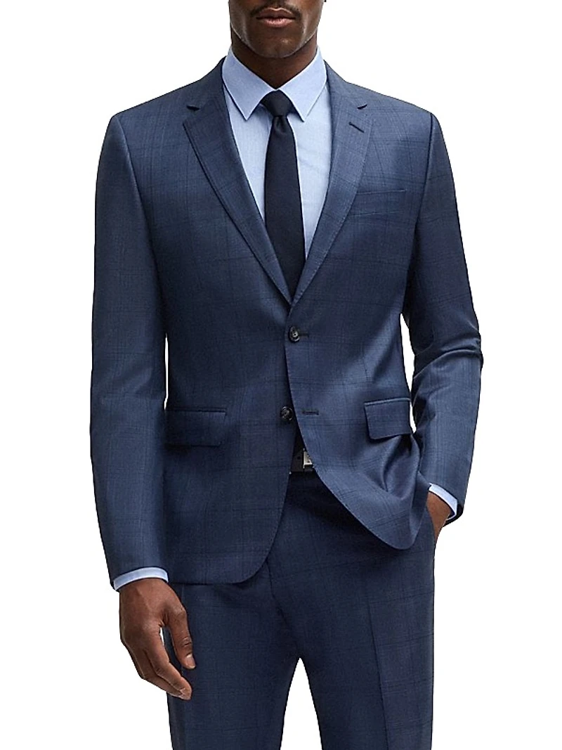 Slim-Fit Suit in Checked Wool and Silk