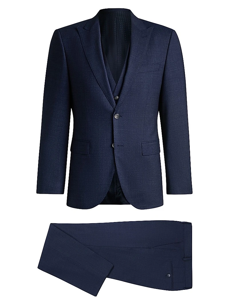 Regular-Fit Three-Piece Suit Stretch Wool