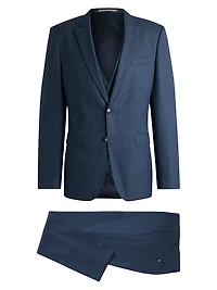 Slim-Fit Three-Piece Suit Patterned Wool