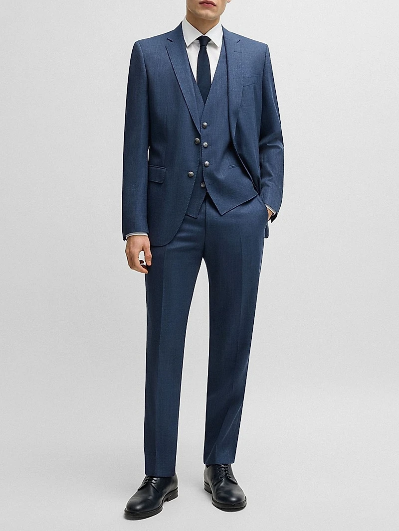 Slim-Fit Three-Piece Suit Patterned Wool