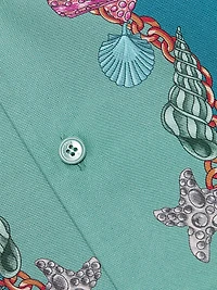 Coral Theater Print Silk Shirt