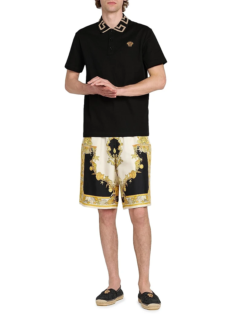 Coral Theatre Print Silk Shorts
