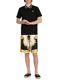Coral Theatre Print Silk Shorts