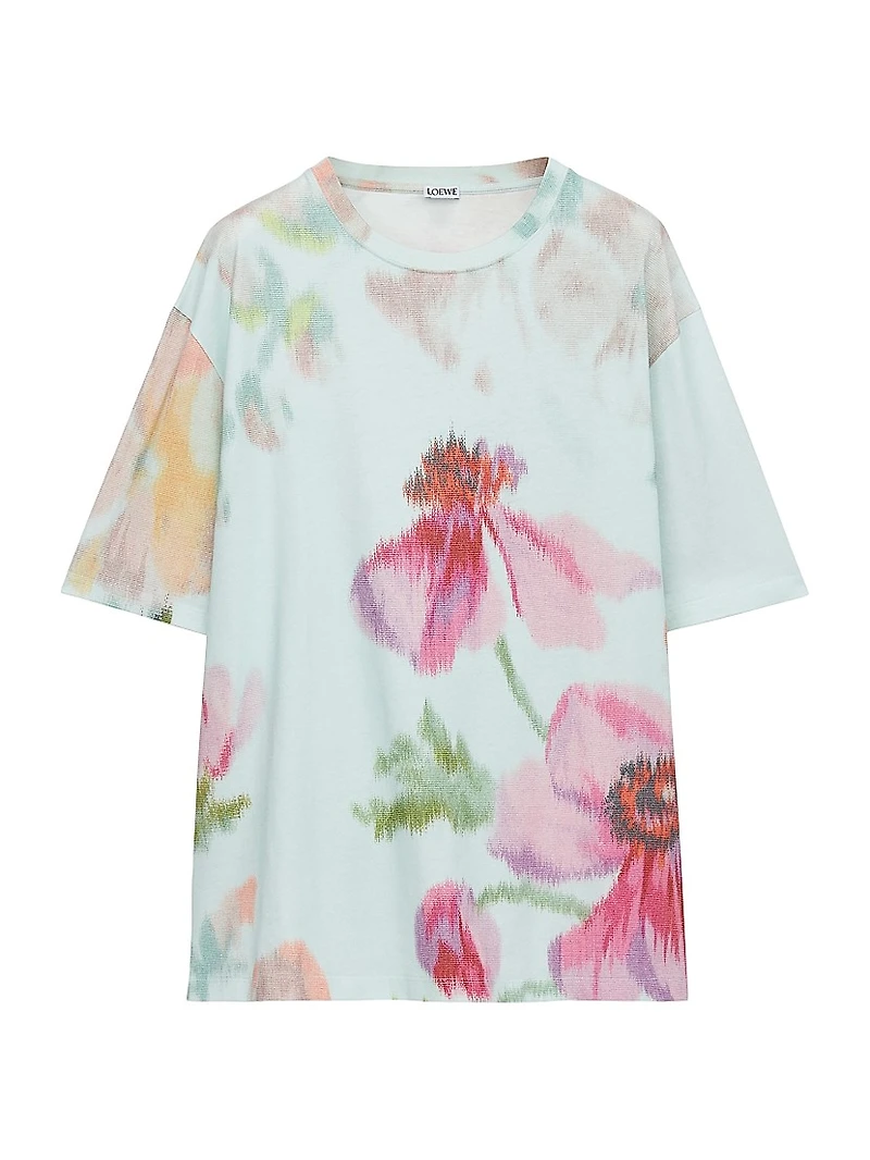 Floral Stretch Cotton Loose-Fit T-Shirt