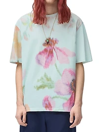 Floral Stretch Cotton Loose-Fit T-Shirt