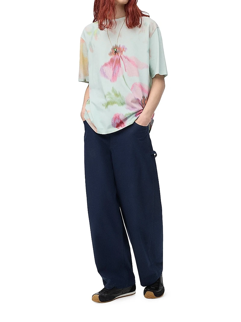 Floral Stretch Cotton Loose-Fit T-Shirt