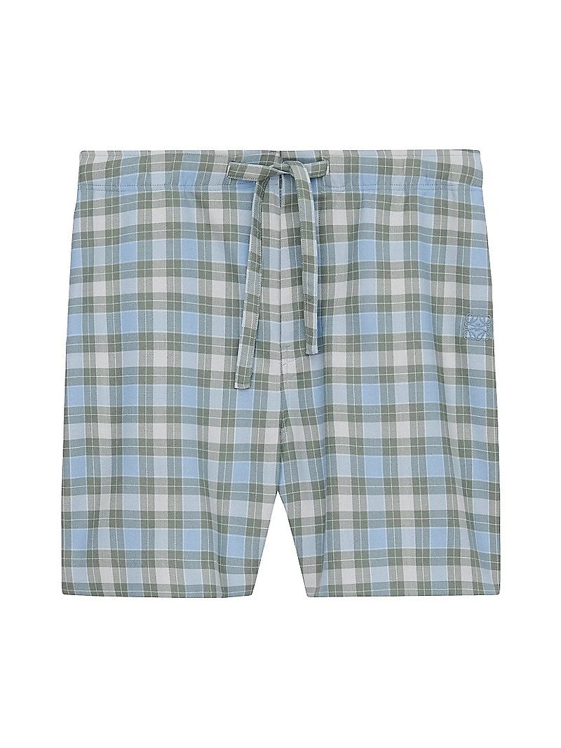 Plaid Drawstring Shorts