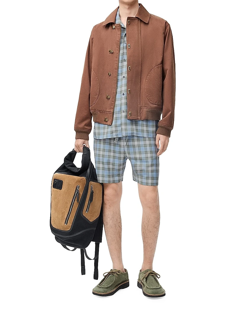 Plaid Drawstring Shorts