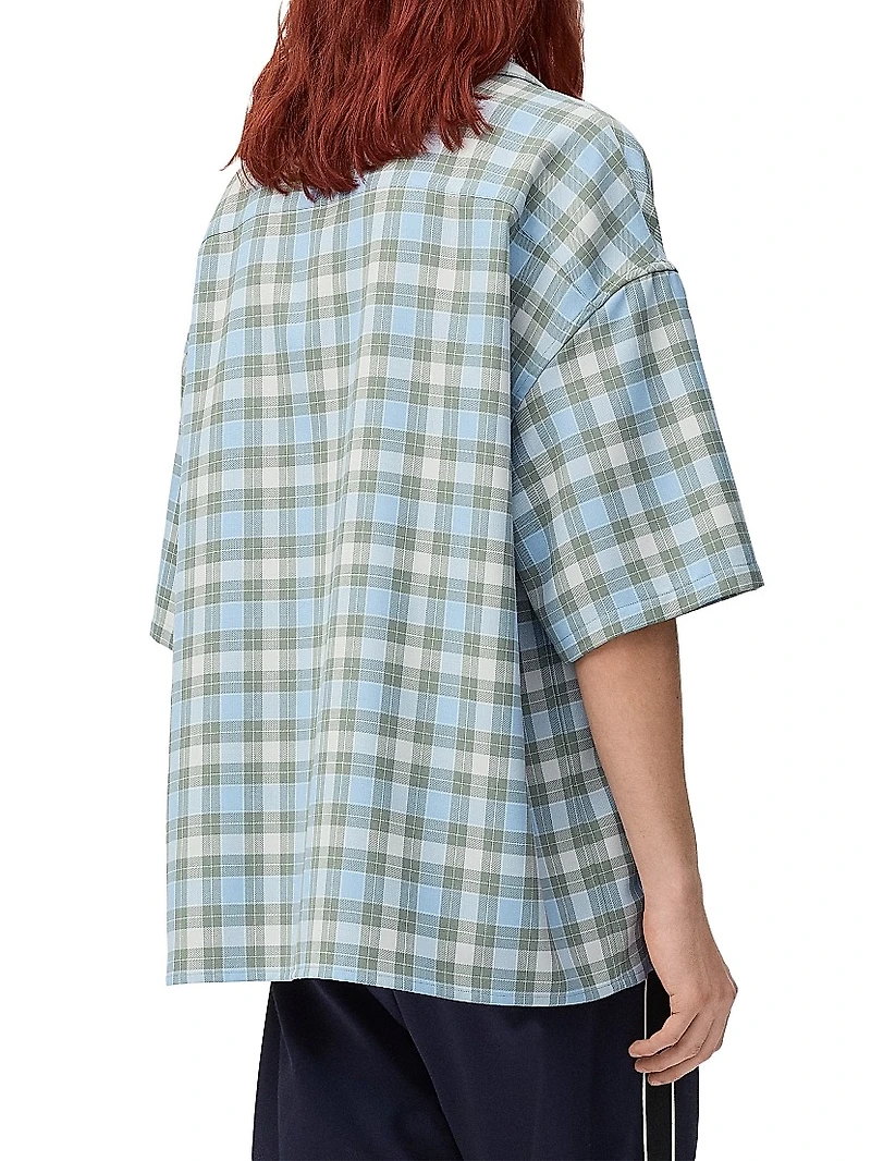 Checked Wool Button-Front Camp Shirt