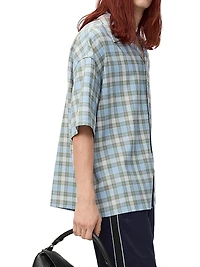 Checked Wool Button-Front Camp Shirt