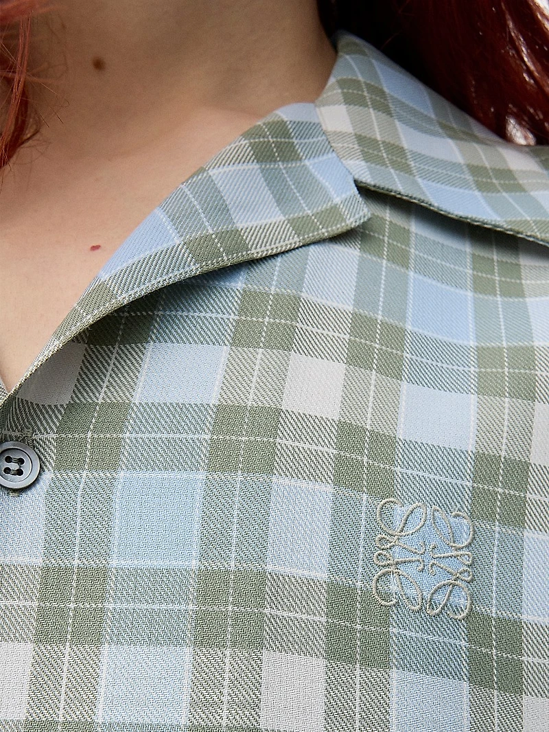 Checked Wool Button-Front Camp Shirt