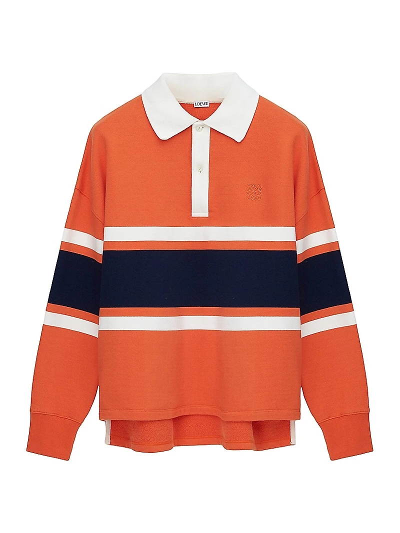 Rugby Striped Long-Sleeve Polo Shirt
