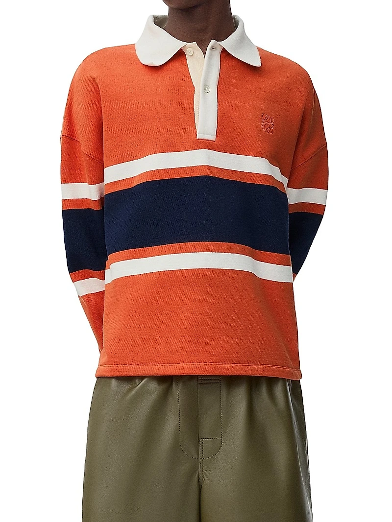 Rugby Striped Long-Sleeve Polo Shirt