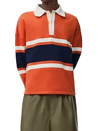 Rugby Striped Long-Sleeve Polo Shirt