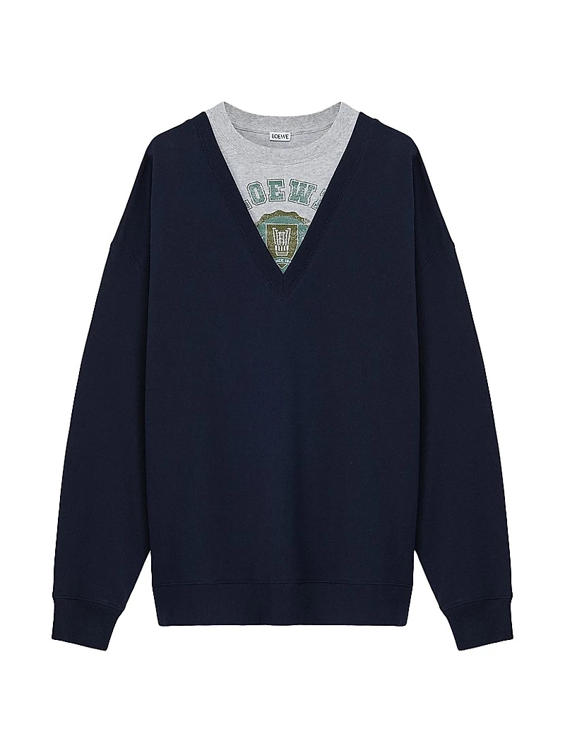V-Neck Trompe L'oeil Sweatshirt
