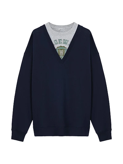 V-Neck Trompe L'oeil Sweatshirt