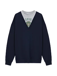 V-Neck Trompe L'oeil Sweatshirt