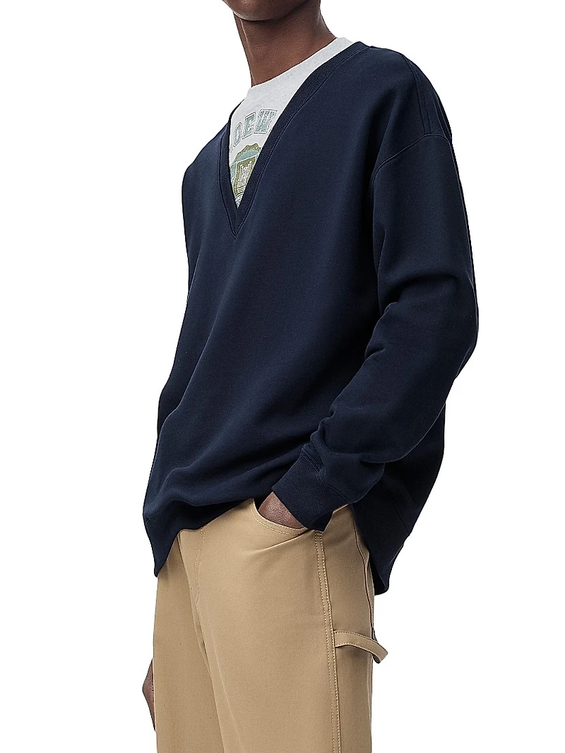 V-Neck Trompe L'oeil Sweatshirt