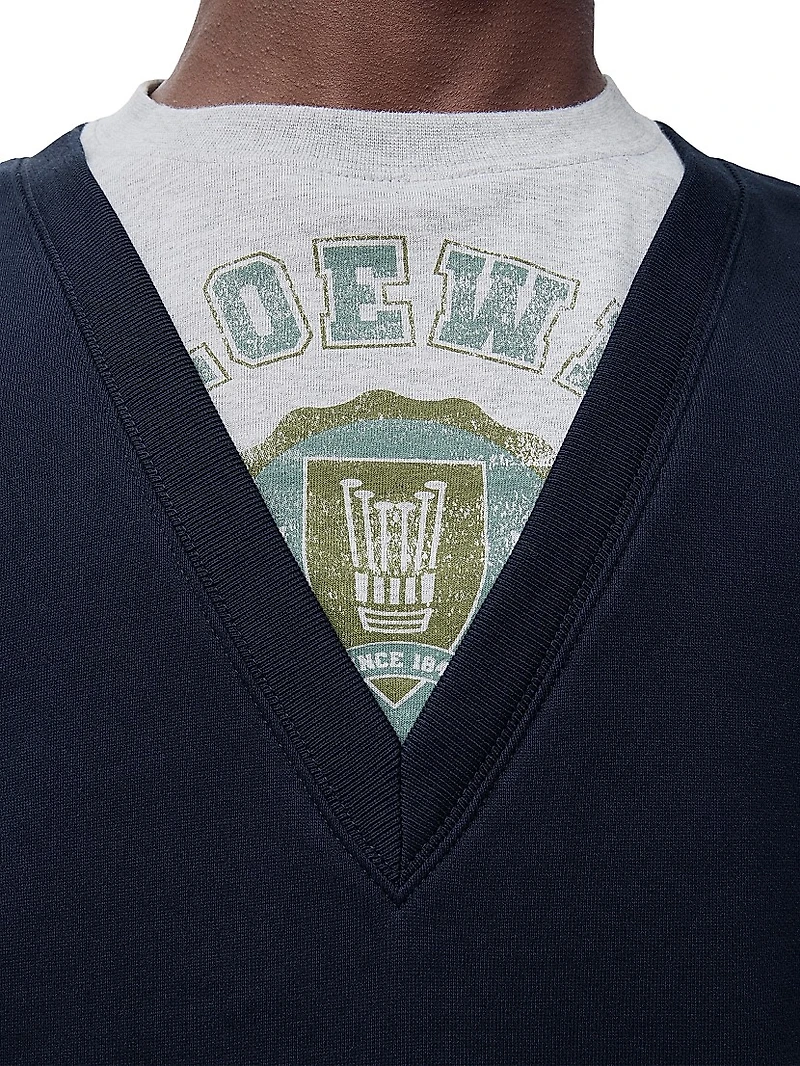 V-Neck Trompe L'oeil Sweatshirt