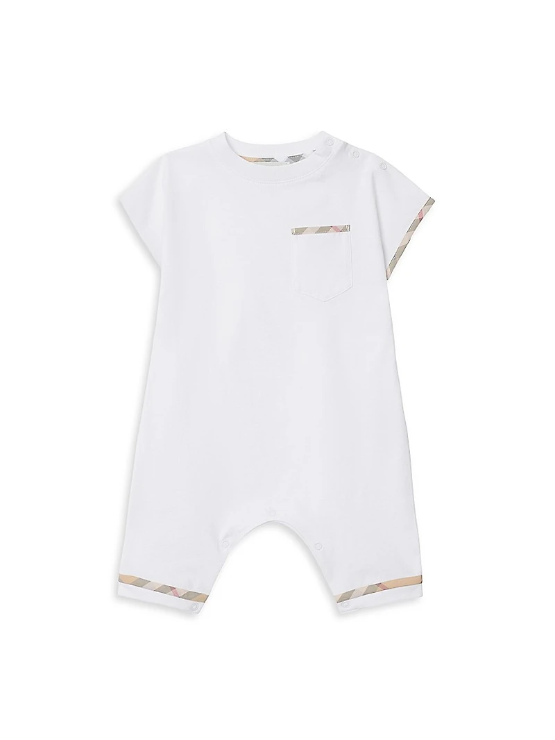 Baby's Check Trim Cotton Coveralls