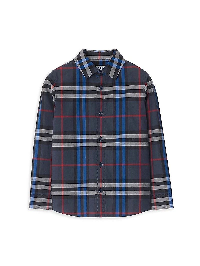 Little Boy's & Check Cotton Button-Up Shirt
